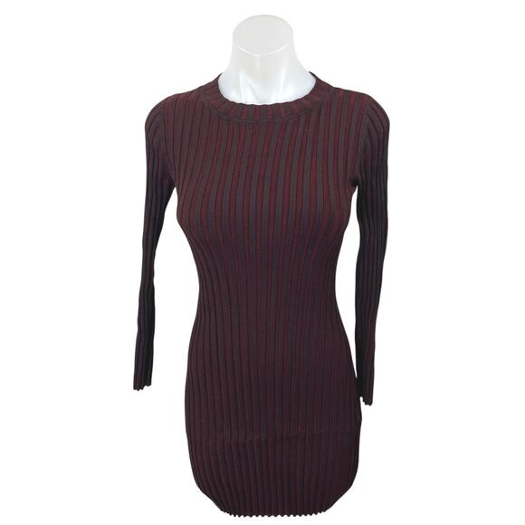Club Monaco Purple Rib Knit Long Sleeve High Neck Mini Bodycon Sweater Dress S - Picture 1 of 5